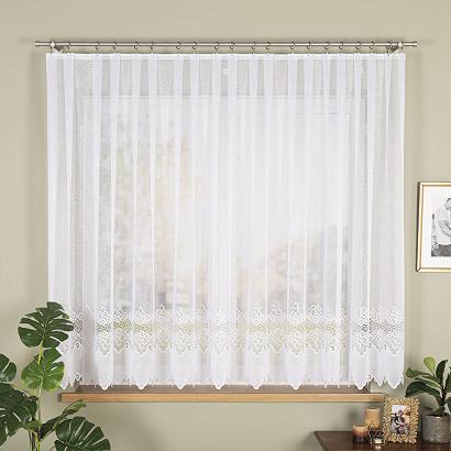 Firanka żakardowa gotowa na żabki MODESTA-1 400x160 biała