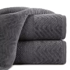 Ręcznik bawełniany LOREN 50x90 Eurofirany grafitowy welwetowa bordiura w zygzak