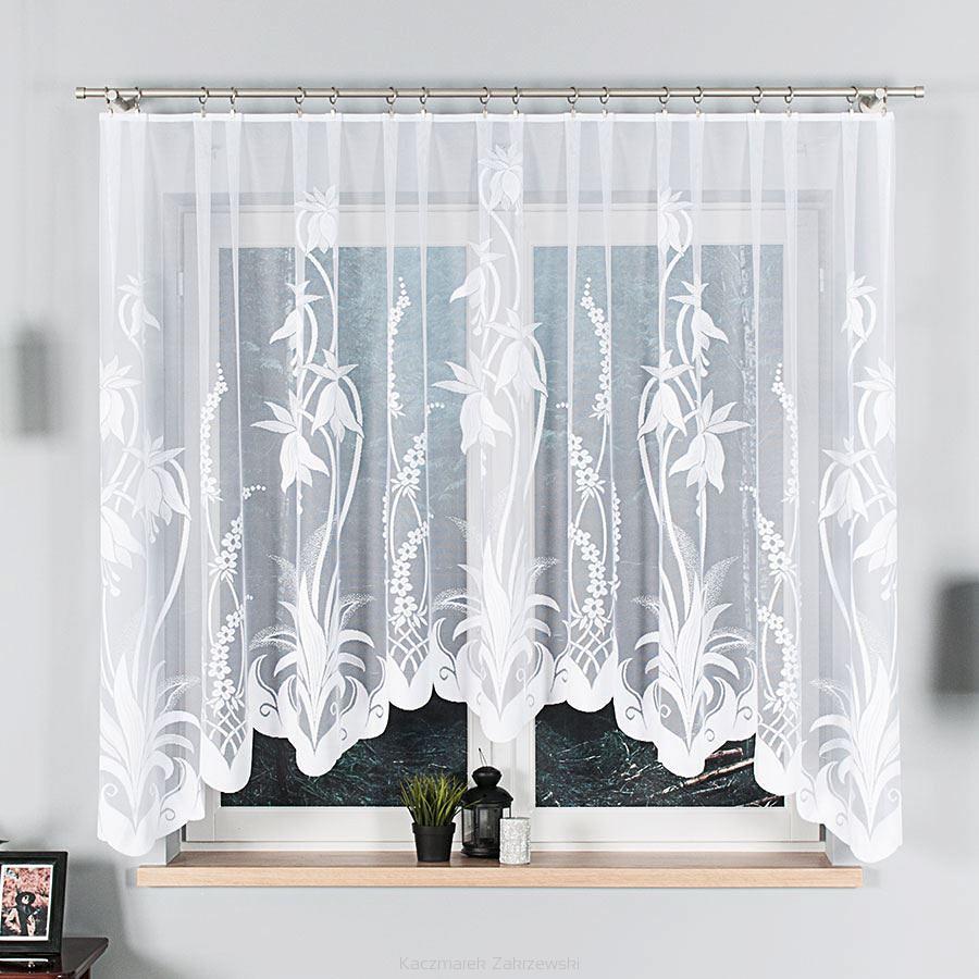 Firanka żakardowa gotowa na żabki ANETA 310x160 biała