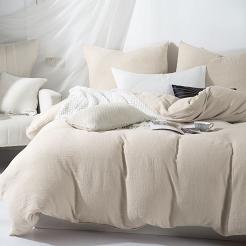 Jasno Beżowa Bawełniana Pościel Muślinowa 160x200