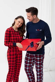 Piżama męska LUNA kod 805 granatowa spodnie w kratę