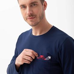 Piżama męska LUNA kod 805 granatowa spodnie w kratę