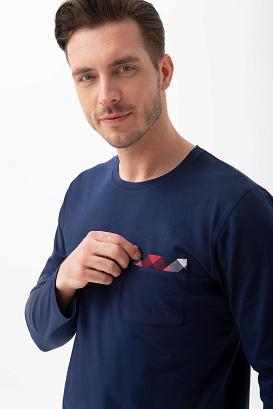 Piżama męska LUNA kod 805 granatowa spodnie w kratę