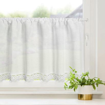 Firana gotowa zazdrostka na taśmie CLARIE 150x60 Eurofirany biała koronka