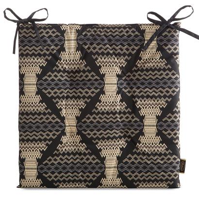 Poduszka na krzesło wodoodporna  GARDEN 43x43x4 Eurofirany czarna wzór geometryczny