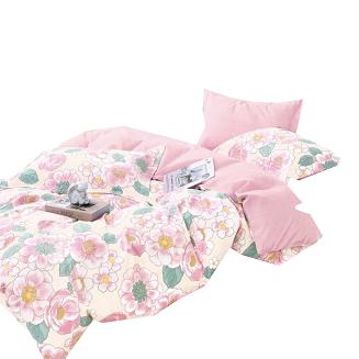 Pościel satynowa 160x200 różowa kwiaty