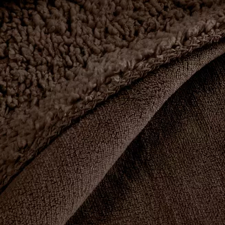 Koc narzuta TEDY 150x200 Eurofirany ciemnobrązowy miękka bukla + ciepły polar