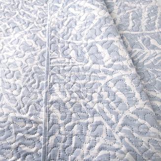 Narzuta dekoracyjna Remo 200x220 Darymex biała w ozdobny niebieskie liście