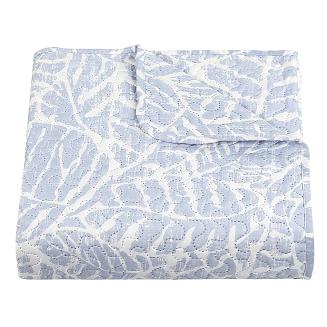 Narzuta dekoracyjna Remo 200x220 Darymex biała w ozdobny niebieskie liście