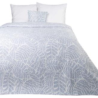 Narzuta dekoracyjna Remo 200x220 Darymex biała w ozdobny niebieskie liście