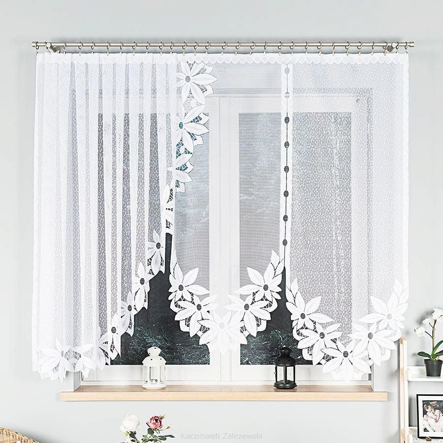 Firanka żakardowa gotowa na żabki JADWIGA 300x160 biała