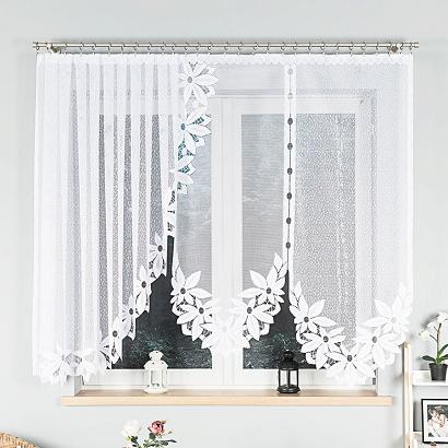 Firanka żakardowa gotowa na żabki JADWIGA 300x160 biała