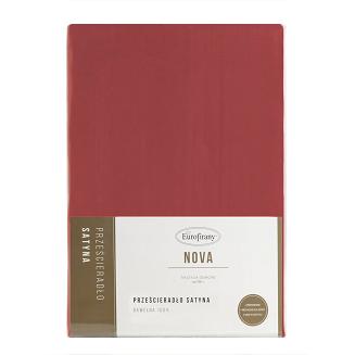 Prześcieradło satynowe bez gumki NOVA 210x220 Eurofirany czerwony