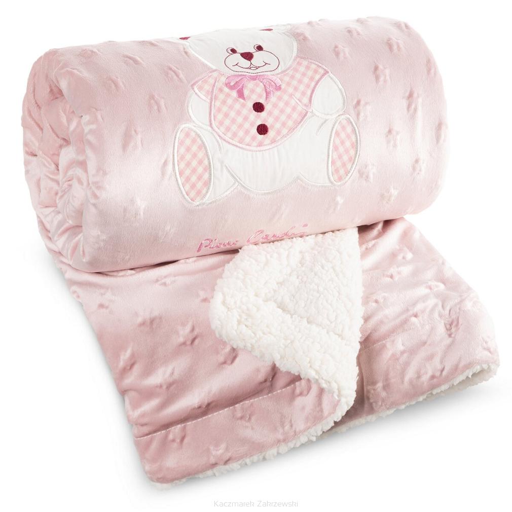 Koc Pierre Cardin BABY4 80x110 Pierre Cardin Eurofirany różowy biały gwiazdki miś