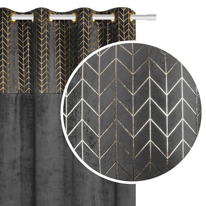 Zasłona gotowa na przelotkach NORD 140x250 welurowa półzaciemniająca grafitowa