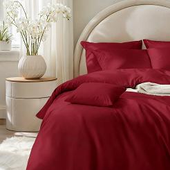 Bordowa Pościel Jednobarwna Satyna Bawełniana 160x200