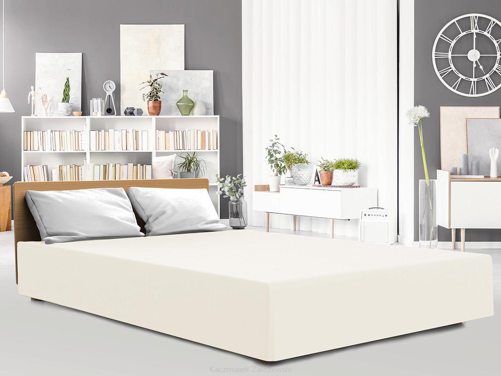 Prześcieradło jersey z elastanem z gumką 160x200 Darymex kremowe