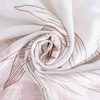 Pościel satyna bawełniana SATYNLOVE 220x200 biała w różowe kwiaty i liście