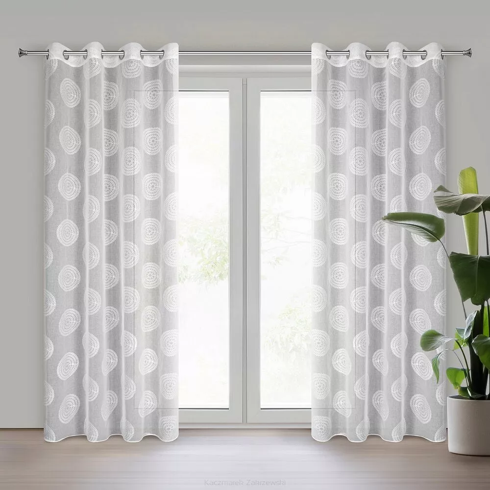 Firana gotowa na przelotkach MILAGROS 140x250 Eurofirany biały