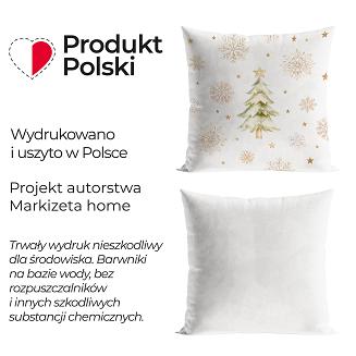 Poszewka dekoracyjna świąteczna CHOINKI ZIMOWA OPOWIEŚĆ 40x40 welwetowa śmietankowa