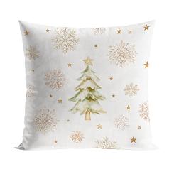 Poszewka dekoracyjna świąteczna CHOINKI ZIMOWA OPOWIEŚĆ 40x40 welwetowa śmietankowa