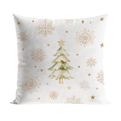 Poszewka dekoracyjna świąteczna CHOINKI ZIMOWA OPOWIEŚĆ 40x40 welwetowa śmietankowa