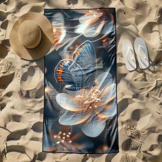 Ręcznik plażowy 100x180 motyl na kwiatku