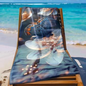 Ręcznik plażowy 100x180 motyl na kwiatku