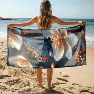 Ręcznik plażowy 100x180 motyl na kwiatku
