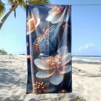 Ręcznik plażowy 100x180 motyl na kwiatku