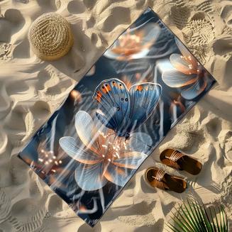 Ręcznik plażowy 100x180 motyl na kwiatku