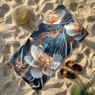 Ręcznik plażowy 100x180 motyl na kwiatku
