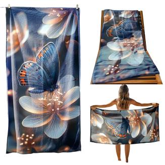 Ręcznik plażowy 100x180 motyl na kwiatku