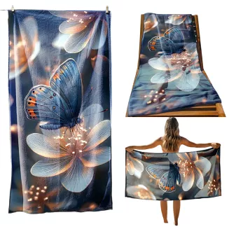 Ręcznik plażowy 100x180 motyl na kwiatku