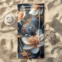 Ręcznik plażowy 100x180 motyl na kwiatku