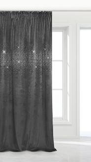 Grafitowa Zasłona Welurowa Z Kryształkami Na Taśmie 140x270 Shiny