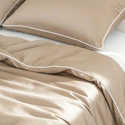 Pościel bambusowa 140x200 ciemnobeżowa z białą bizą