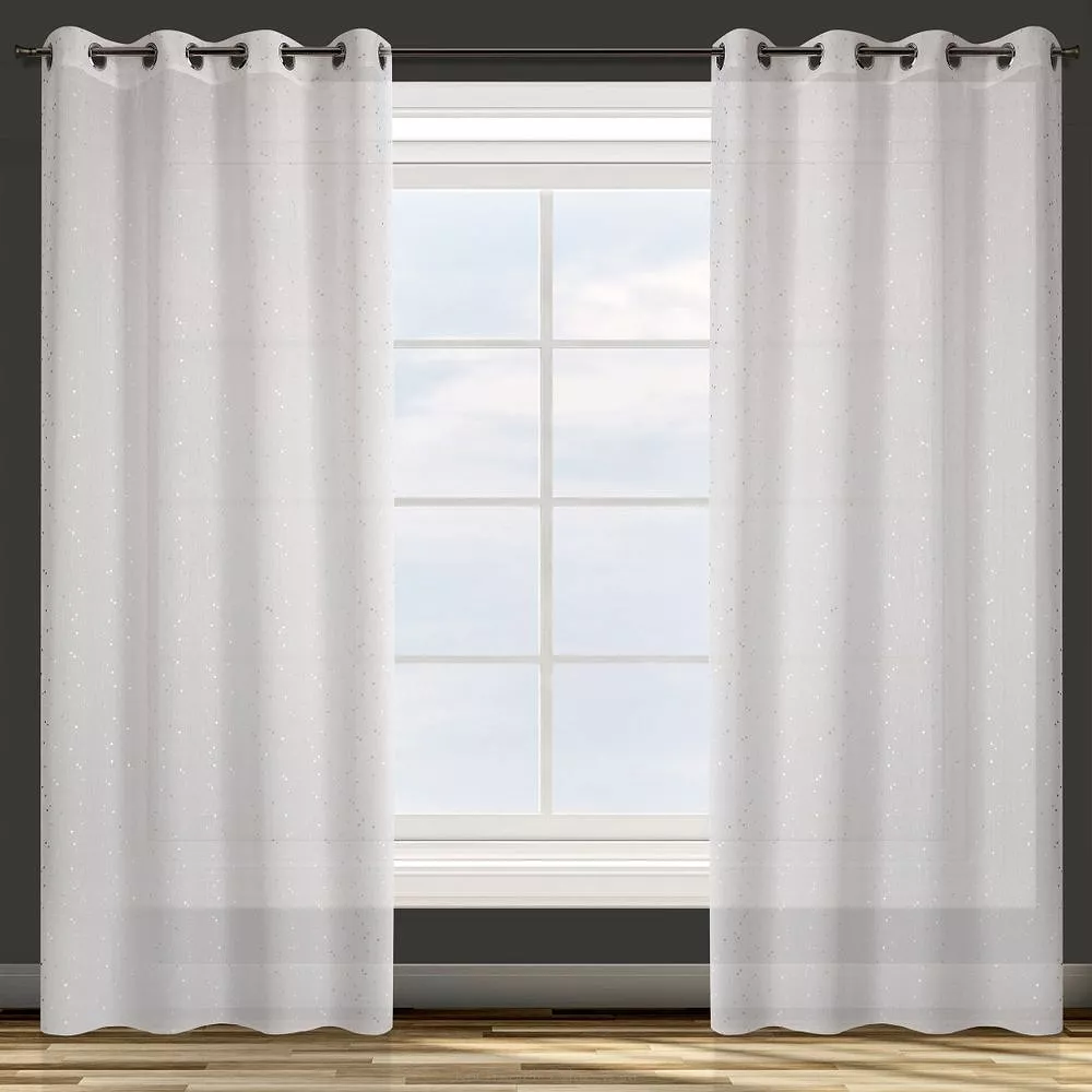 Zasłona gotowa na przelotkach RIVIA 140x250 Design91 biały/srebrny