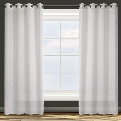 Zasłona gotowa na przelotkach RIVIA 140x250 Design91 biała / srebrna