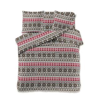 Pościel świąteczna 160x200 biała szara czerwona czarna świąteczne sweterkowe gwiazdki