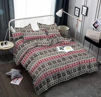 Pościel świąteczna 160x200 biała szara czerwona czarna świąteczne sweterkowe gwiazdki