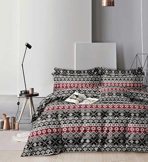 Pościel świąteczna 160x200 biała szara czerwona czarna świąteczne sweterkowe gwiazdki