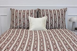 Pościel bawełniana KŁOS 160x200 beżowa brązowa kłosy