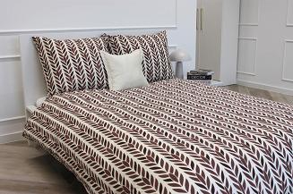 Pościel bawełniana KŁOS 160x200 beżowa brązowa kłosy