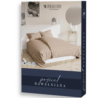 Pościel bawełniana KŁOS 160x200 beżowa brązowa kłosy