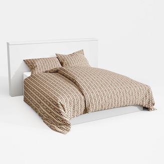 Pościel bawełniana KŁOS 160x200 beżowa brązowa kłosy