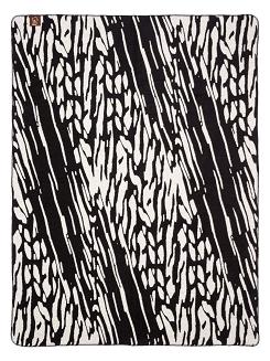 Koc bawełniano-akrylowy 150x200 biały czarny we wzorze zebry