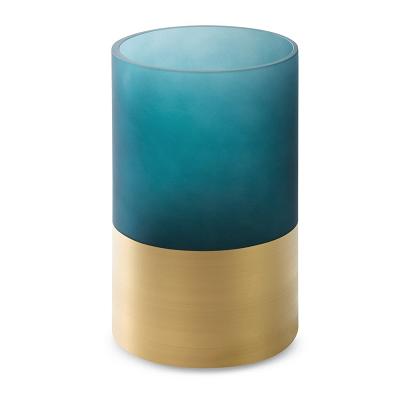 Świecznik dekoracyjny MUSA7 15x25 Eurofirany granatowy złoty w kształcie walca