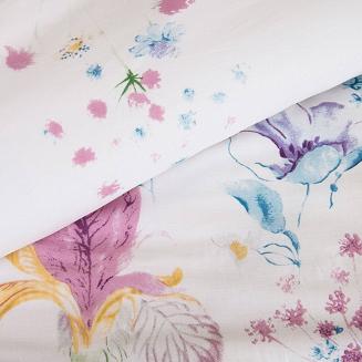 Pościel bawełniana COTTONLOVE 140x200 biała w pastelowe kwiaty