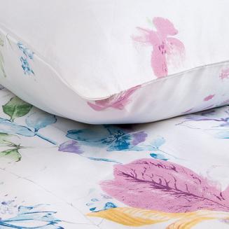 Pościel bawełniana COTTONLOVE 140x200 biała w pastelowe kwiaty